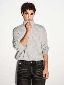 Colvenic Men's Casual Versatile Pullover Sweatshirt - Light Grey - View 3