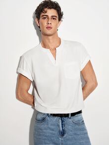 Colvenic 男士白色高品質口袋T恤，度假夏季休閒款 - 白色 - 查看 5