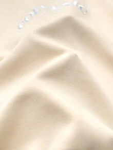 Colvenic Men's American Style Curved Letter Short Hoodie - Beige - View 8