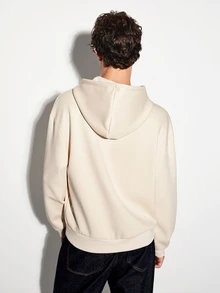 Colvenic Men's American Style Curved Letter Short Hoodie - Beige - View 5