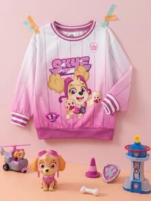 SHEIN | PAW Patrol 女童漸層卡通印花可愛寬鬆秋季衛衣，適合日常與休閒穿著 - 粉色 - 查看 3