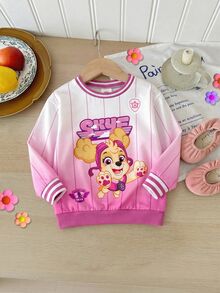 SHEIN | PAW Patrol 女童漸層卡通印花可愛寬鬆秋季衛衣，適合日常與休閒穿著 - 粉色 - 查看 6