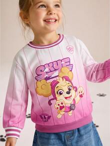 SHEIN | PAW Patrol 女童漸層卡通印花可愛寬鬆秋季衛衣，適合日常與休閒穿著 - 粉色 - 查看 7