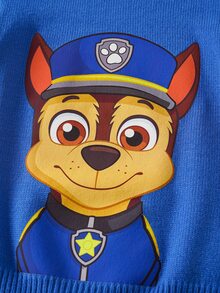 Maija Kids SHEIN | PAW Patrol Maija Kids 兒童小男孩圓領寬鬆長袖套頭秋季毛衣，卡通圖案，藍色拼接撞色，適合休閒日常穿著 - 藍色 - 查看 3
