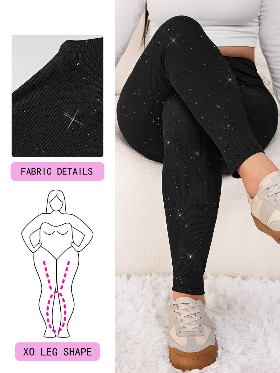 Solflare Plus Size Fashion Shiny High Waist Seamless Leggings
