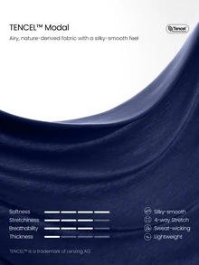 GLOWMODE TENCEL™ Modal 絲滑平滑休閒風一字領露肩長袖上衣，附拇指孔，日常休閒穿著 - Dark Blue - 查看 8