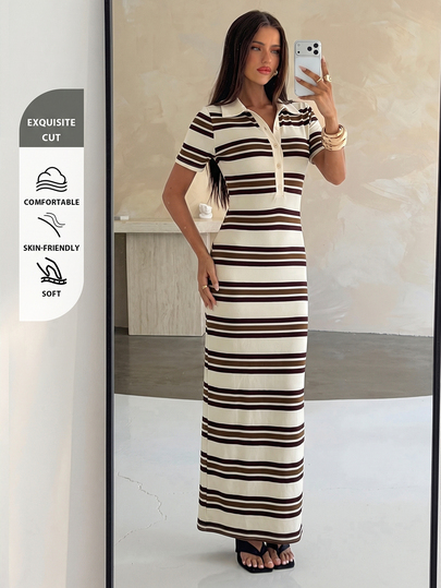Aloruh Women's Striped Colorblock Casual Everyday Summer Dress