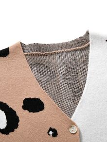 Girls' Autumn/Winter Fashion Cute Leopard Print Jacquard Knit Cardigan Sweater Long Sleeve - Multicolor - View 4