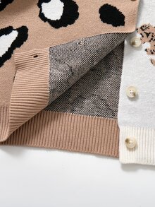 Girls' Autumn/Winter Fashion Cute Leopard Print Jacquard Knit Cardigan Sweater Long Sleeve - Multicolor - View 5