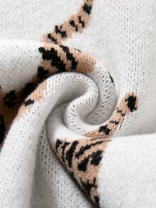 Girls' Autumn/Winter Fashion Cute Leopard Print Jacquard Knit Cardigan Sweater Long Sleeve - Multicolor - View 3