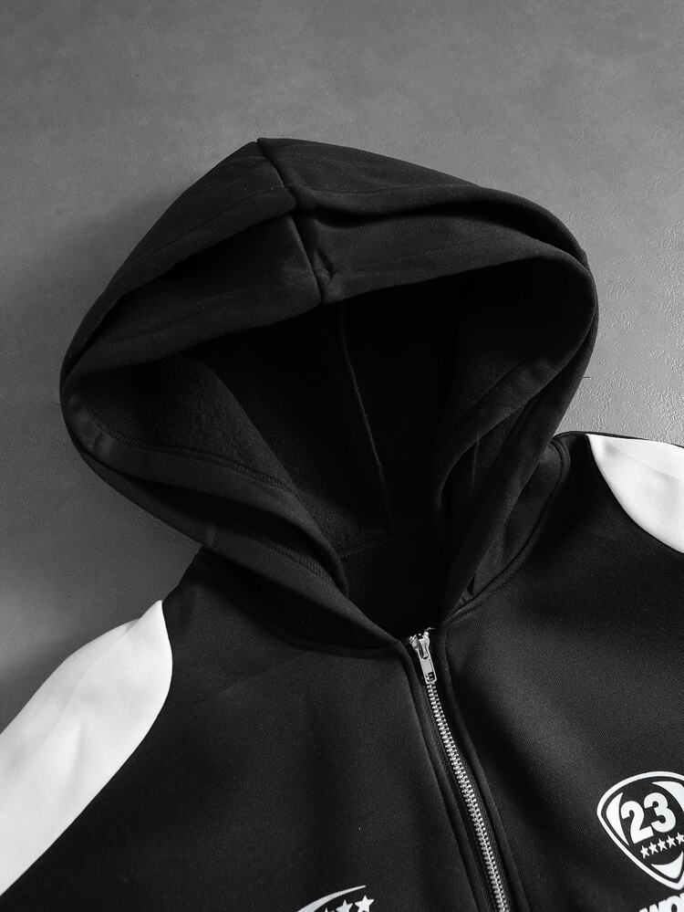 PAVTROS Men Zip-Up Hoodies - Black and White - View 7
