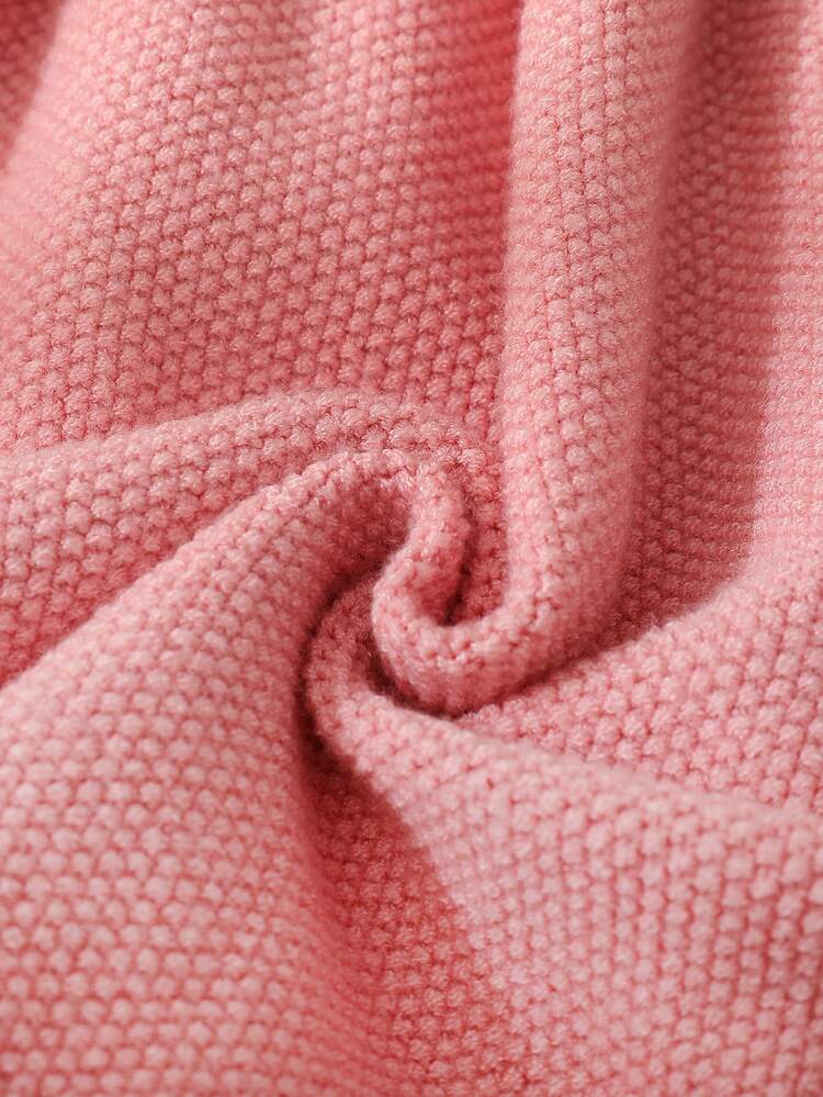 Souflis Young Girls Sweater Dresses, Toddler Girls Knit Sweater Dress With Collar, Pink And Beige, Ruffle Hem, French Princess Style, Comfortable Soft All-Match Versatile Casual Minimalist Design, Suitable For Autumn Winter Outings, Photo Shoots, Outdoor Play, Picnic, Travel - Pink - View 9