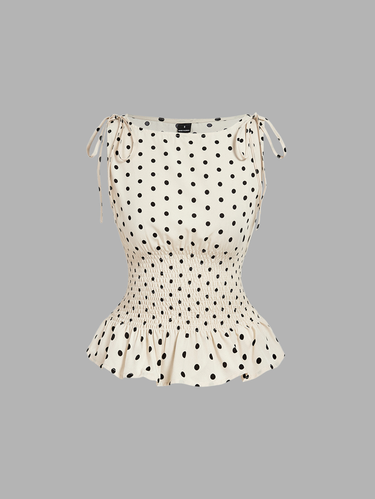 SHEIN MOD Women's White And Black Polka Dot Ruffle Top And Mini Skirt Casual French Elegant Everyday Set Picnic Brunch Summer - Multicolor - View 9