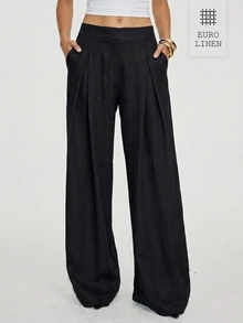 ATUI Studio Women's Fashion Versatile Commuter Solid Color Long Pants - Black - View 1