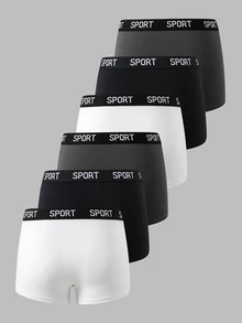 SHEIN 6pcs Kids Tween Boy Sports Casual Letter Pattern Elastic Skin-Friendly Boxer Briefs - Multicolor - View 4