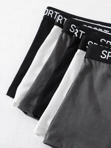 SHEIN 6pcs Kids Tween Boy Sports Casual Letter Pattern Elastic Skin-Friendly Boxer Briefs - Multicolor - View 5
