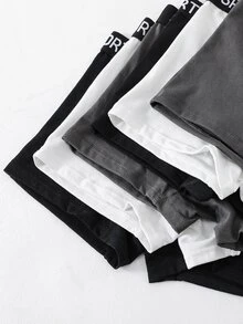 SHEIN 6pcs Kids Tween Boy Sports Casual Letter Pattern Elastic Skin-Friendly Boxer Briefs - Multicolor - View 7