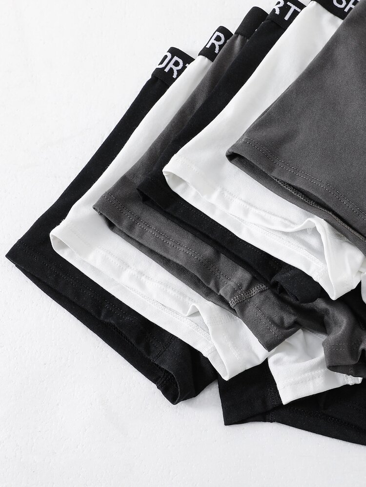 SHEIN 6pcs Kids Tween Boy Sports Casual Letter Pattern Elastic Skin-Friendly Boxer Briefs - Multicolor - View 6