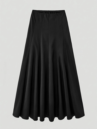 Ontre Women Beach/Holiday/Country Music Festival, Women's Solid Color Elastic Waist Casual/Work Skirt