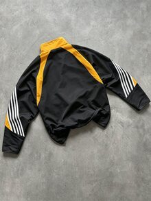 ROMWE MEN Men's Colorblock Zip-Up Stand Collar Long Sleeve Jacket, Soccer Jersey Cardigan Jacket - Yellow - View 2