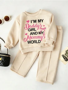 Girls' Fashionable Comfortable Printed Long Sleeve Sweatshirt And Wide Leg Pants 2 Pieces Set Autumn Winter - White - View 7
