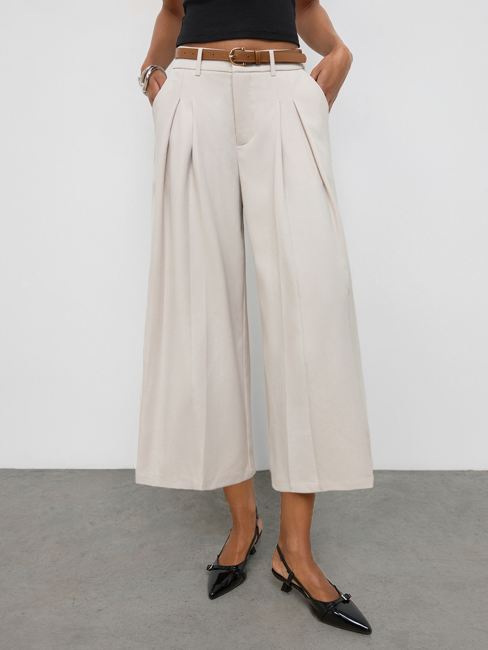 SHEIN Maija Women's Solid Color Pleated Casual Versatile Daily Wear Long Pants,Going Out Outfits, Work Outfits For Women,Fall Clothes