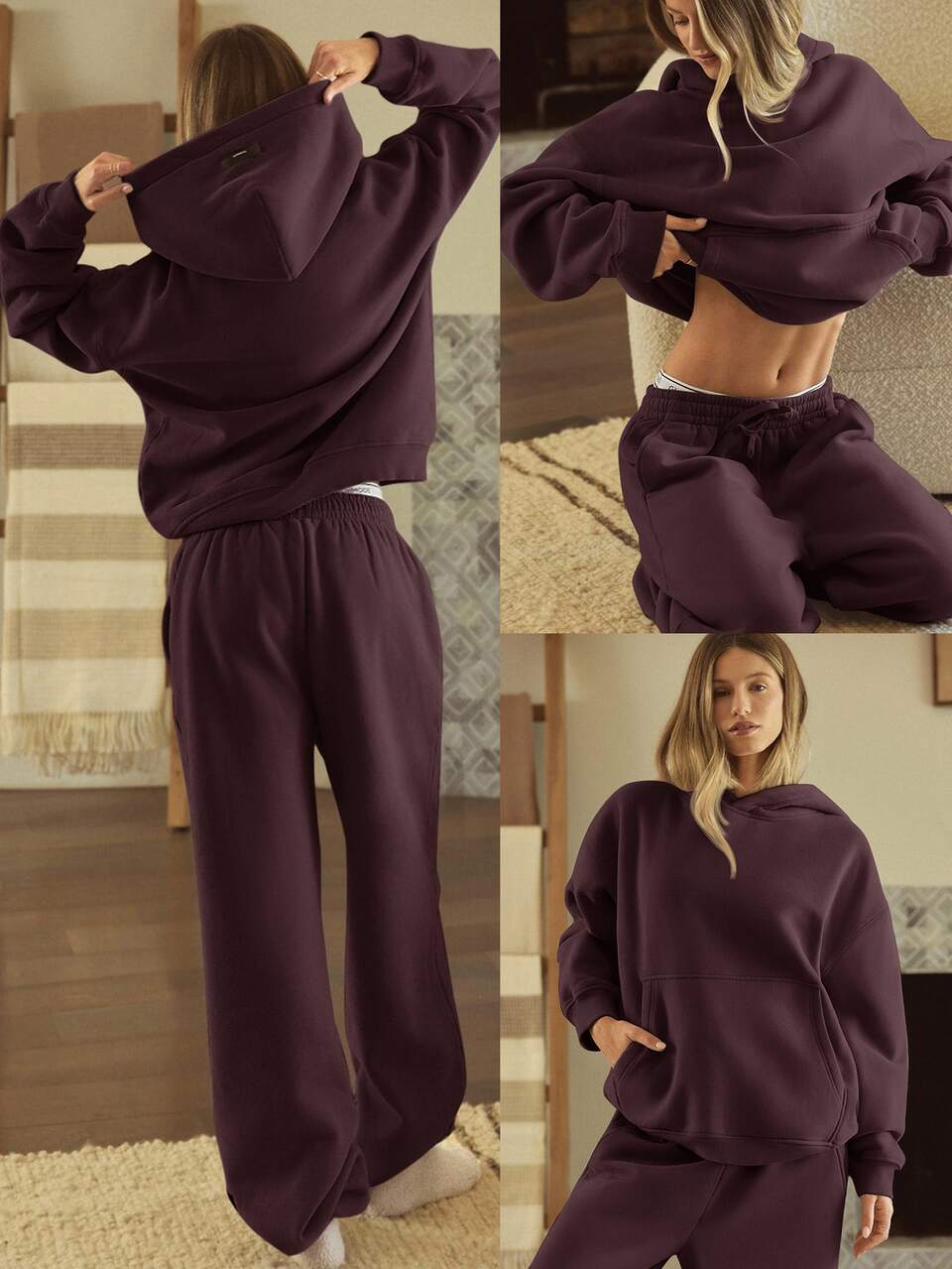 Heavyweight Fleece Oversized Sweatshirt Pocket Thick Thermal Warm Winter Valentine's Day