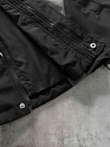 AXEPEAK Men's Drawstring Hooded Casual Daily Long Sleeve Zip Jacket, For Spring, Outdoor - Black - View 7