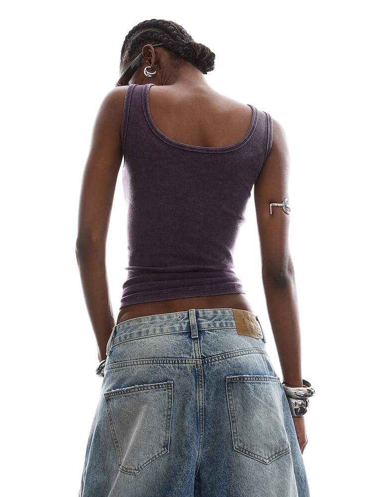 LYSMO 2026 New Arrive Minimalism Spring/Summer Women's Summer Casual Metal Decor Camisole Tank Tops Vest Workout Women And Blouses Yoga Top - Purple - View 2