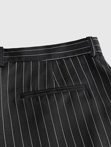 ESTAVOR Men's Fashion Striped Pleated Loose Wide Leg Long Pants - Black - View 6