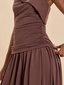 Travachic Women's Pleated Camisole Top And Loose Tapered Pants 2 Pieces Set - Coffee Brown - View 7