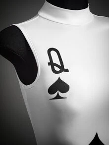 SHEIN ICON Women's Goth Queen Of Spades Poker Card Print Halloween Cosplay Mini Dress For Costume Play - Multicolor - View 10