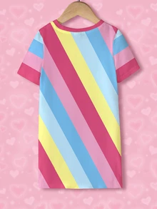 THE POWERPUFF GIRLS X SHEIN Young Girl Round Neck Letter Cartoon Print Casual Daily Summer Dress - White - View 2