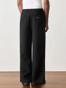 ESTAVOR Men's Casual Everyday Commute Solid Color Drawstring Waist Straight Leg Pants - Black - View 5
