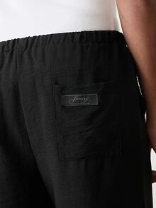 ESTAVOR Men's Casual Everyday Commute Solid Color Drawstring Waist Straight Leg Pants - Black - View 3