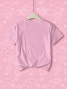 THE POWERPUFF GIRLS X SHEIN Tween Girl Letter Cartoon Print Casual Daily Short Sleeve T-Shirt - White - View 2