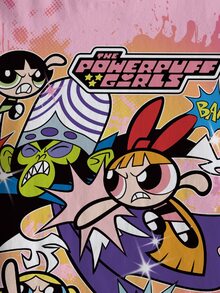 THE POWERPUFF GIRLS X SHEIN Tween Girl Letter Cartoon Print Casual Daily Short Sleeve T-Shirt - White - View 6