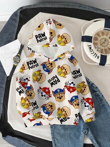SHEIN | PAW Patrol Young Boy Casual Daily Commute All-Over Print Thermal Lined Sweatshirt, Autumn/Winter - White - View 3