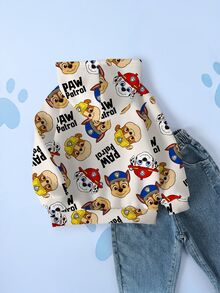SHEIN | PAW Patrol Young Boy Casual Daily Commute All-Over Print Thermal Lined Sweatshirt, Autumn/Winter - White - View 2