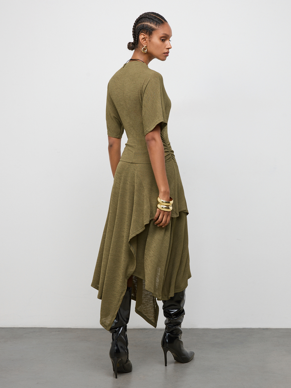 SHEIN Maija Vestido Casual de Festa Plissado de Cor Sólida para Mulheres,Roupas para Sair,Roupas de Trabalho para Mulheres,Roupas de Outono