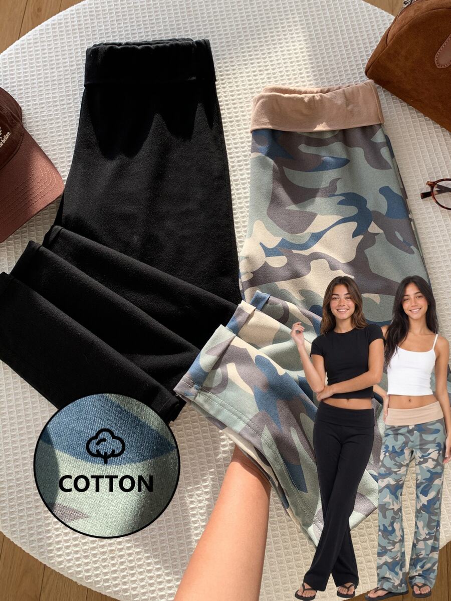 Comfortcana Women's Casual Versatile Daily Wear Long Pants 2pcs/Set - Multicolor - View 1