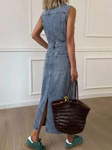 DAZY Women's Casual Denim Dress With Pockets For Daily Wear And Summer Outings - Blue - View 6