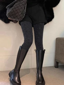 DAZY 女款黑色透視感保暖內裡秋冬假透膚加厚連褲襪 - 黑色 - 查看 6