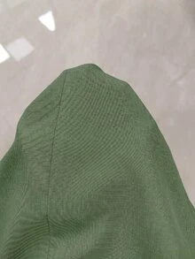 SHEIN 3/4袖翻領收腰亞麻混紡通勤辦公商務夾克外套 橄欖綠 夏季休閒 教師節 - 軍綠色 - 查看 7