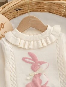 SHEIN Baby Girl Cartoon Pattern Long Sleeve Top And Pants Knit Set Pullover - Multicolor - View 5