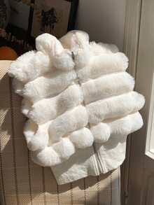 Comfortcana Plus Size Women's Casual Faux Fur Vest Faux Fur Jacket Suitable For Outdoor Wear Winter,Micro Short,Fur - White - View 10