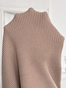 SHEIN Maternity Adjustable Waist Back Slit Knit Skirt Winter Fall/Winter - Khaki - View 9