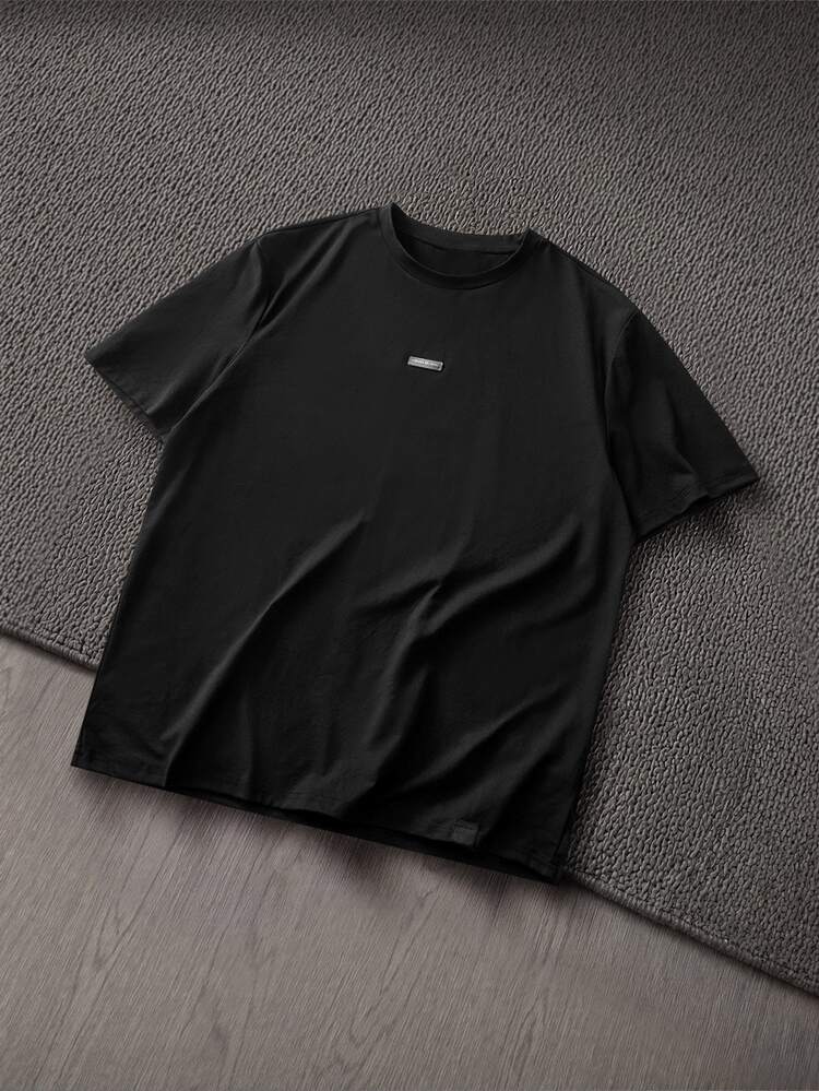 Mainfolk Knitted Casual Streetwear Short Sleeve T-Shirt Bundle City Break Vacation Black Summer - Black - View 2