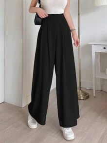 DAZY Women's Solid Color Loose Fit Casual Trousers,Women Dress Pants - Black - View 4