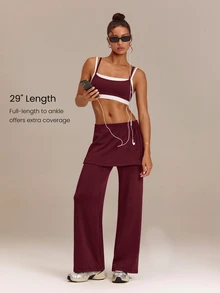 GLOWMODE Modest 1PC SoftCalm Modal Easy Shift Silky-Smooth Soft Breathable Adjustable Drawstring Ankle Side Pocket 2-In-1 Wide-Leg Jogger Casual - Purple - View 5